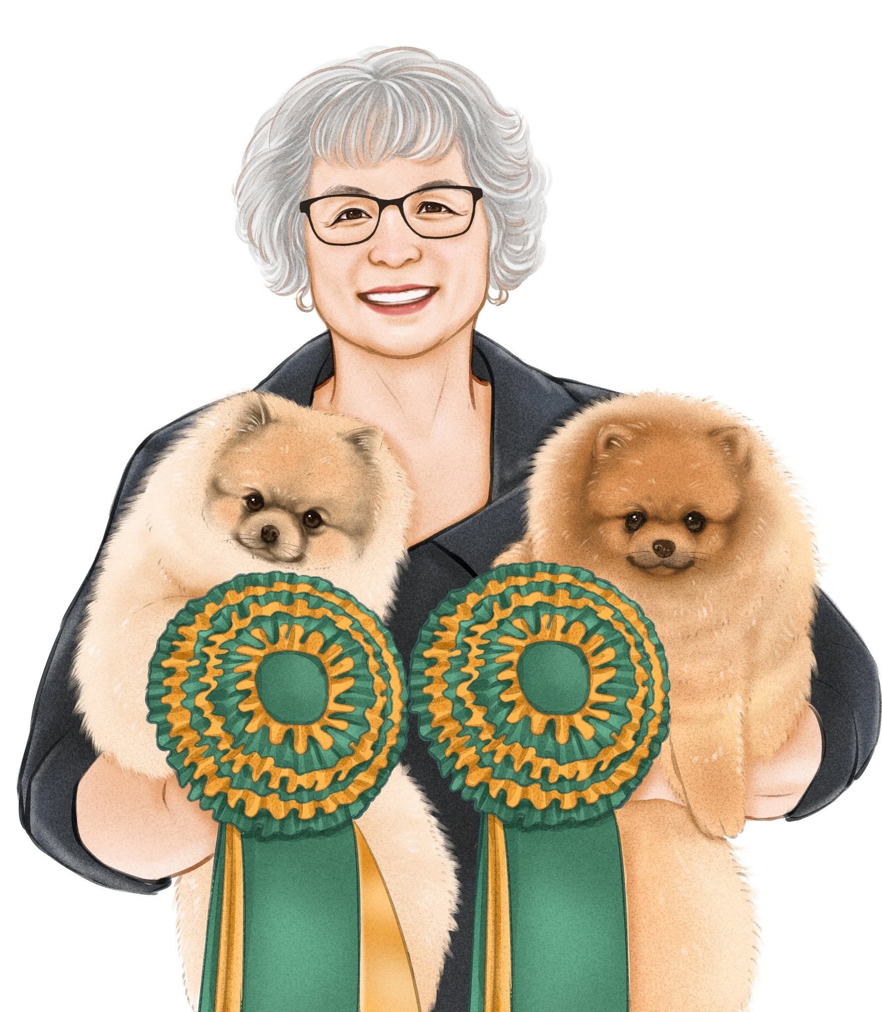 Denise Leo with Pomeranians